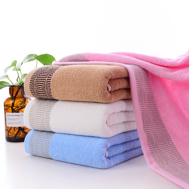 Pure Cotton Adult Bath Towel with Grid Pattern for Home Use, Customizable Logo, Absorbent, Quick-Drying, Beach Towel Pure Cotton Adult Bath Towel with Grid Pattern for Home Use, Customizable Logo, Absorbent, Quick-Drying, Beach Towel