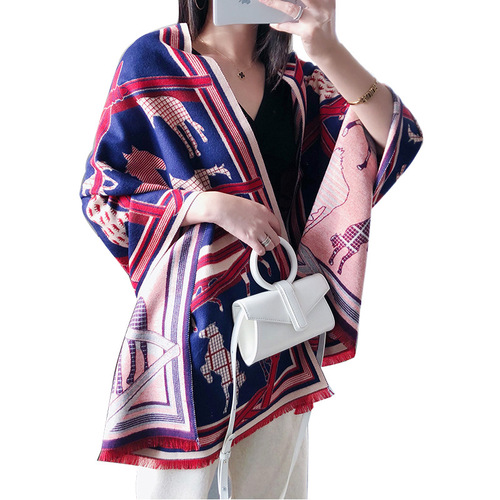 Spring and summer new Korean style warm scarf for women, air-conditioning decorative shawl, medium and long trendy carriage chain scarf