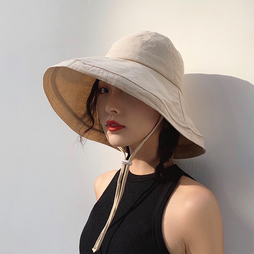 Summer Hat, Korean Style, Versatile, Japanese Fisherman Hat for Women, Beach Outing Sun Hat, Face Covering, Large Brim Sun Protection