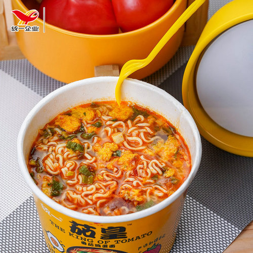 Uni-President Eggplant Xinjiang Tomato Egg Noodles 120g Instant Bucket Noodles Instant Noodles Non-fried Instant Noodles