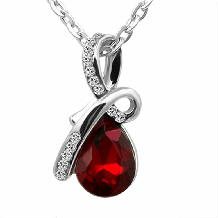 [Аксессуары оптом корейского стиля серебрёное necklace капля воды ангел слеза подвеска австрийский кристалл драгоценная серебряная вставка]