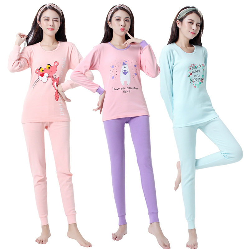 Juventud otoño ropa pantalones largos traje niñas medio y grande niños ropa interior cubierta de algodón suéter de algodón de las mujeres suéter Pantalones