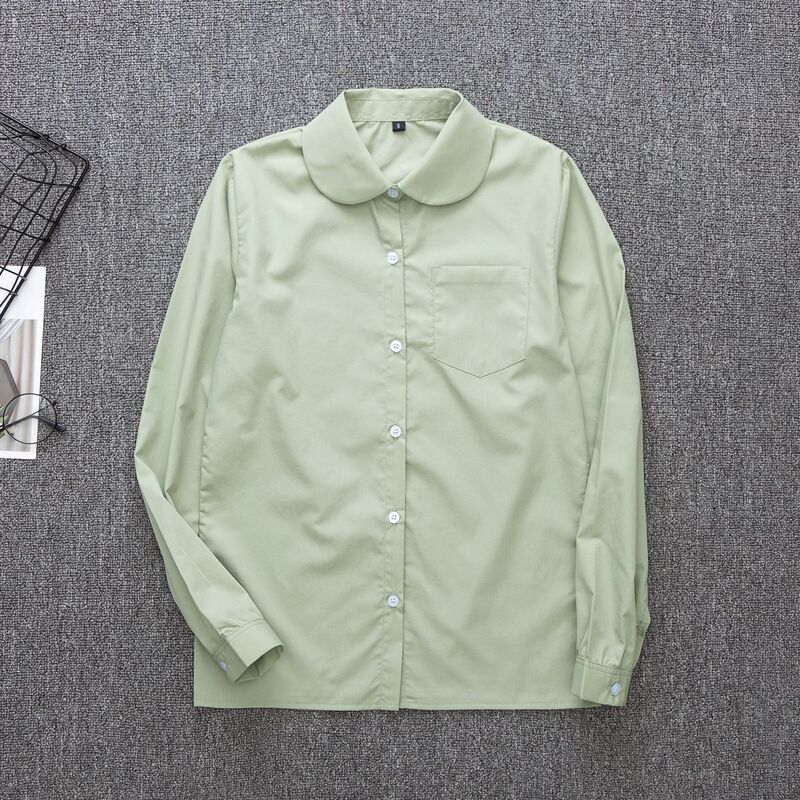 JK uniform Matcha Green Shirt Spot wholesale Japanese Orthodox student pill lapel round neck kindergarten long sleeve shirt