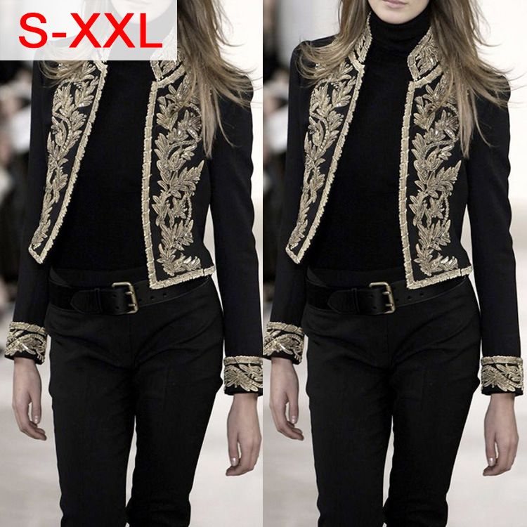 欧美时尚立领印花短款小西装外套女 速卖通亚马逊新款开衫SU1650