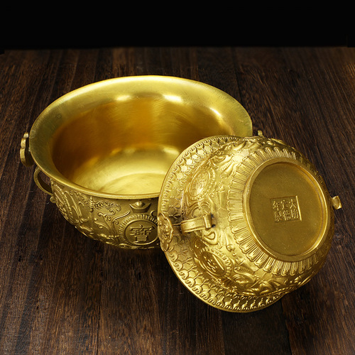 Dachang's new brass cornucopia ornaments copper incense stove home store opening gift Ruyi copper basin