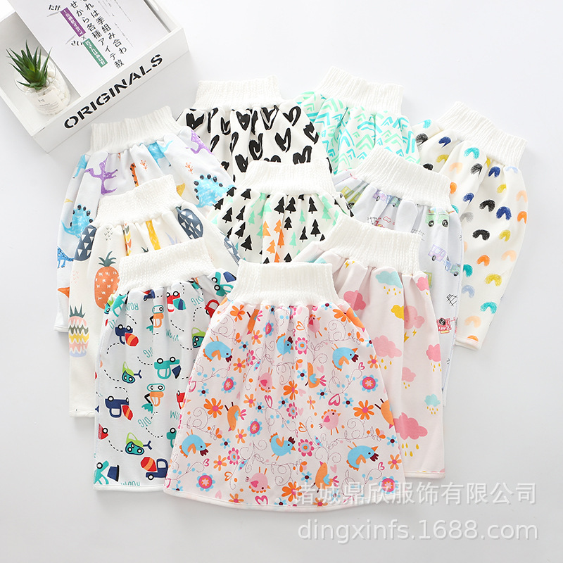 Falda de pañal de bebé pantalones de entrenamiento de baño impermeables para bebés anillo anti-enuresis noche artefacto de orina pañal de tela para niños