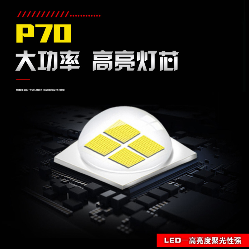 Nuevo USB recargable linterna XHP70 zoom telescópico de alta potencia al aire libre de aleación de aluminio pantalla transfronteriza