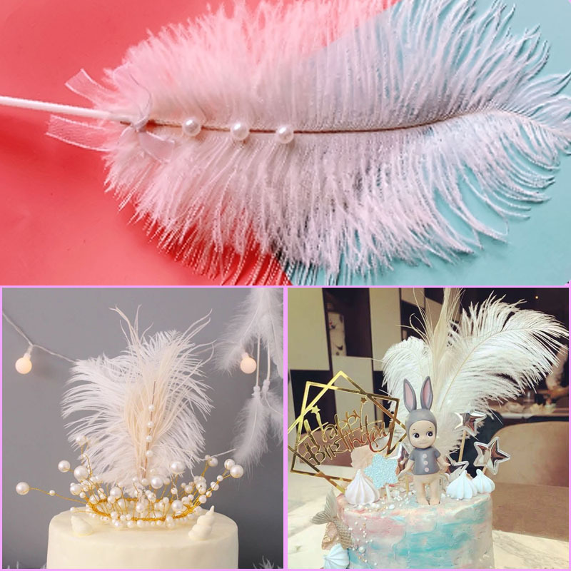 Cake decoration of natural ostrich pearl feathers ins ostrich baking…