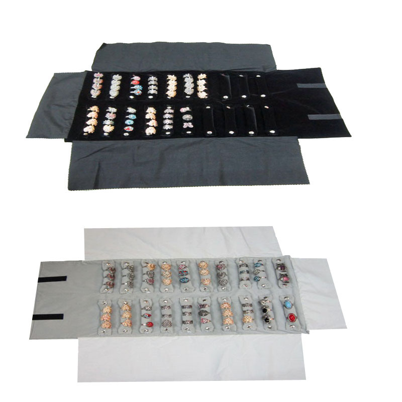 便携式珠宝首饰收纳包亚马逊黑绒外出旅行参展首饰饰品卷包收纳袋