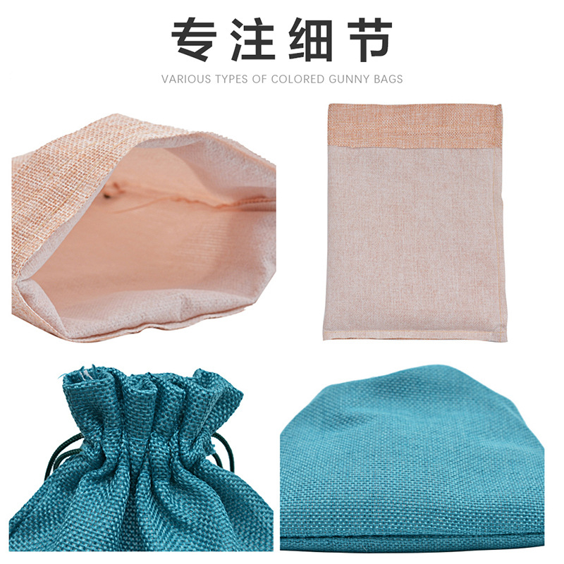 Spot bolsa de arpillera, auriculares, artesanía navideña, regalos, almacenamiento de joyas, embalaje, bolsa de lino con boca de cordón, personalizada