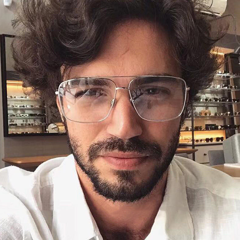 2018 double beam large frame metal flat mirror retro artistic polygonal European and American glasses frame square large frame glasses 2018 double beam large frame metal flat mirror retro artistic polygonal European and American glasses frame square large frame glasses