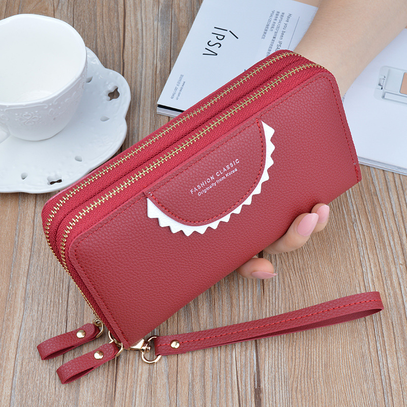 New Double Zipper Wallet Women's Long Clutch Wallet Mother's Double-Layer Large Capacity Lychee Pattern Change Mobile Phone Bag New Double Zipper Wallet Women's Long Clutch Wallet Mother's Double-Layer Large Capacity Lychee Pattern Change Mobile Phone Bag