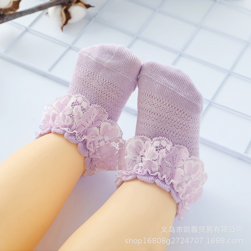 Calcetines para niños para primavera, otoño y verano, calcetines de encaje para niñas, calcetines sueltos de princesa de encaje para bebé, calcetines para bebé, calcetines cortos de algodón, transpirables