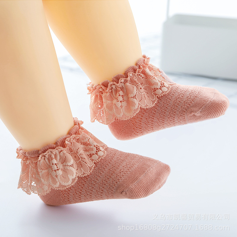 Calcetines para niños para primavera, otoño y verano, calcetines de encaje para niñas, calcetines sueltos de princesa de encaje para bebé, calcetines para bebé, calcetines cortos de algodón, transpirables