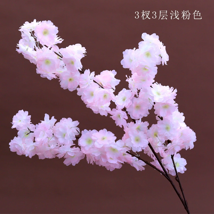 Artificial cherry blossom branches, 3–4 branches, multi‑layer realistic blossoms, wedding and event decor