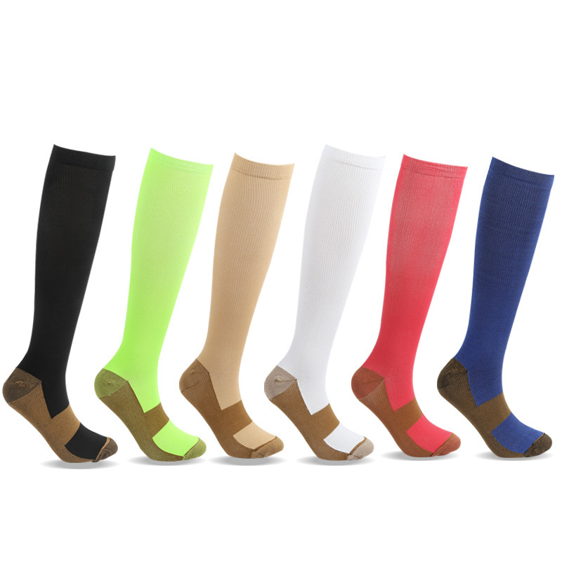 Ready-Stock Copper Fiber Marathon Long Tube Sports Compression Socks Outdoor Fitness Calf Socks Running Socks Quick-Drying