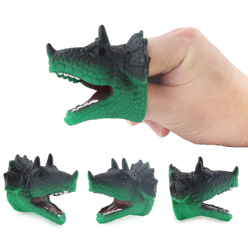 Simulación creativa de silicona mini animal dinosaurio dedo conjunto de educación temprana para niños escena de jardín de infantes juguete interactivo de marionetas de mano