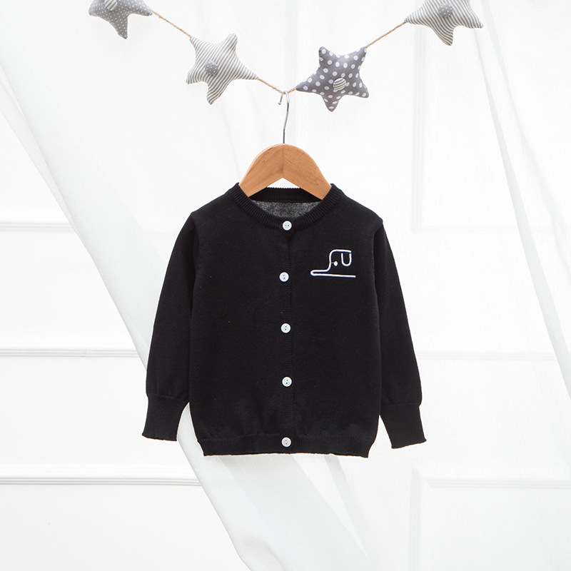 백 레터 자수 어린이 가디건 블랙