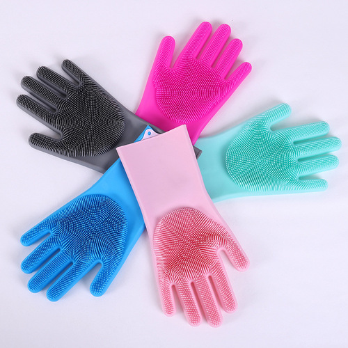 Dishwashing Silicone Gloves Kitchen Scrub Cleaning Gloves Insulated Magic Food Grade Housework Gloves Wholesale
