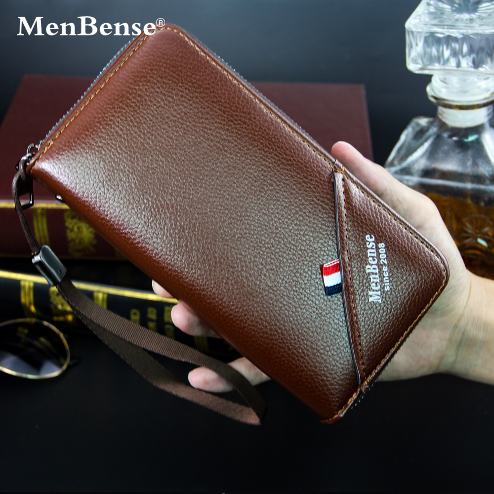 MenBense nueva cartera de los hombres de la cremallera larga bolsa de gran capacidad de Los Hombres bolso cartera bolso de la fábrica al por mayor