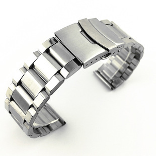 Three beads stainless steel strap safety buckle trapezoidal strap 20 22 24mm watch accessories steel bracelet steel strap