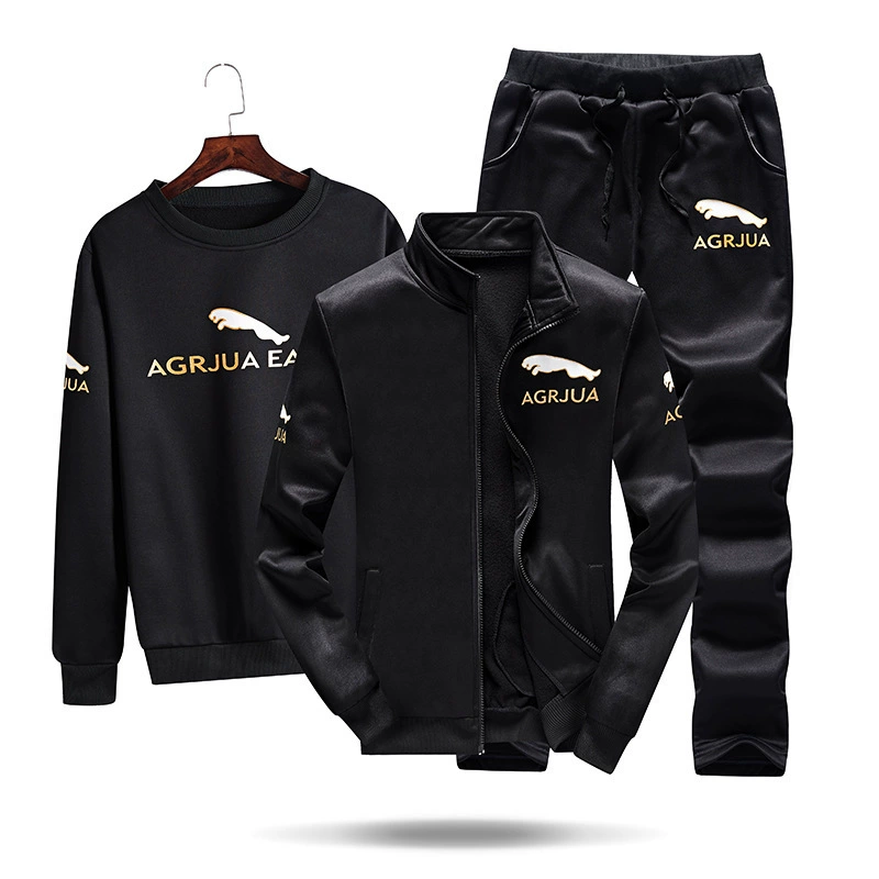 Повседневный мужской осенний и зимний спортивный костюм из трех частей свитера 2019 новая корейская версия весеннего и осеннего мужского спортивного пальто прилив
