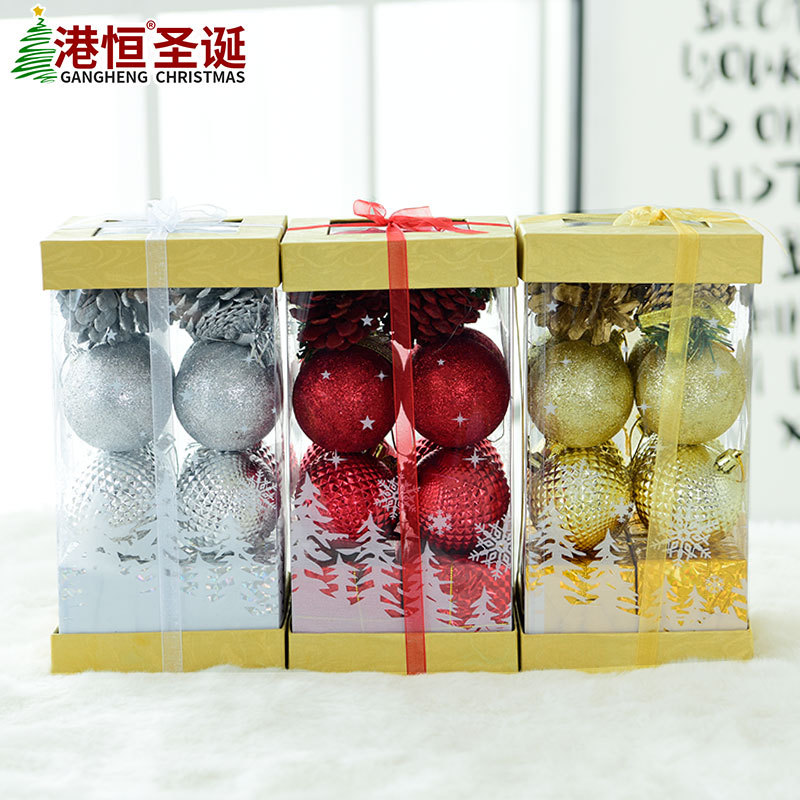 Navidad decoración colgante caja de regalo traje 5cm plástico BOLA DE Navidad Pino cono bolsa de regalo traje colgante