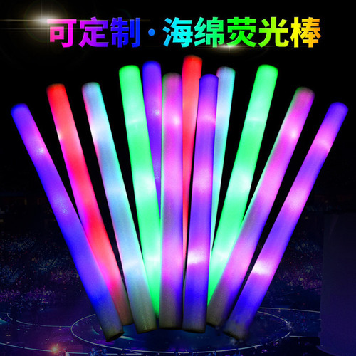 Wholesale glow sponge sticks concert cheering sponge fluorescent sticks colorful led glow sticks flash foam sticks