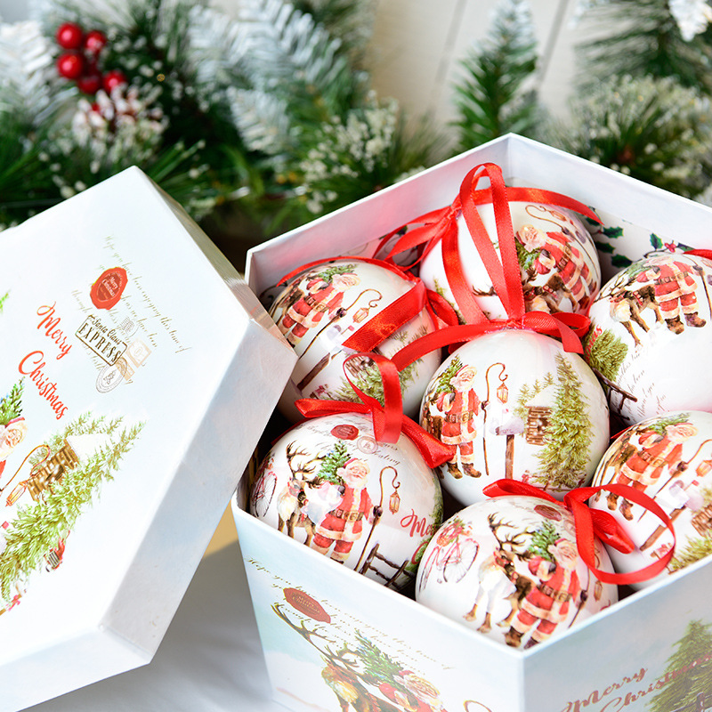 Hong Kong Heng Navidad caja de regalo árbol de Navidad decoración colgante 7,5 cm dibujos animados pintado espuma pegatina pintura Navidad bola traje