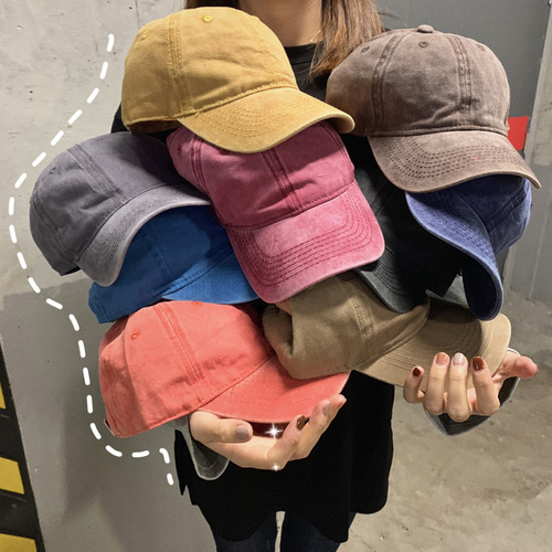 Versatile hat internet celebrity ulzzang retro denim solid color peaked baseball cap for men and women