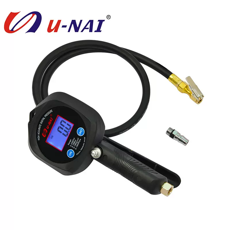 气动工具数显打气表UN-9808尼龙加纤胎压枪轮胎充气胎压表真空胎