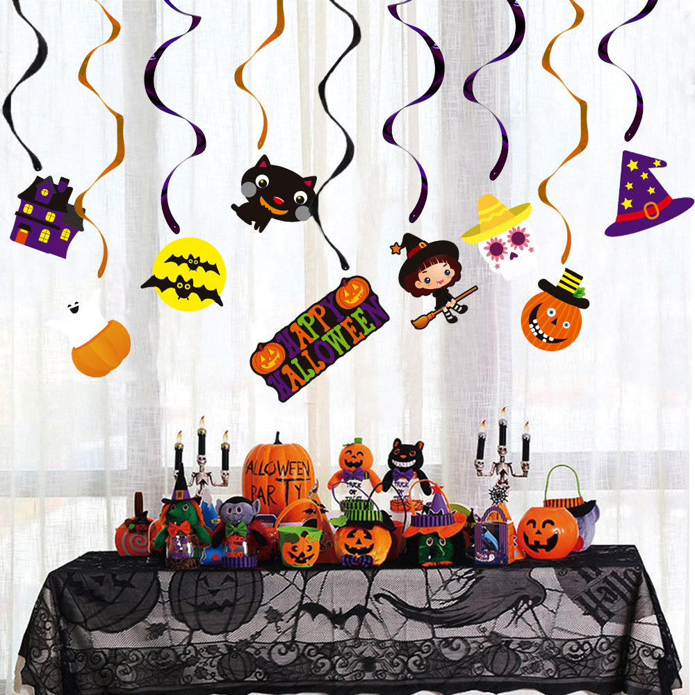 Halloween decoración espiral colgante vampiro cráneo creativo colgante centro comercial KTV escena diseño bruja adornos image 2