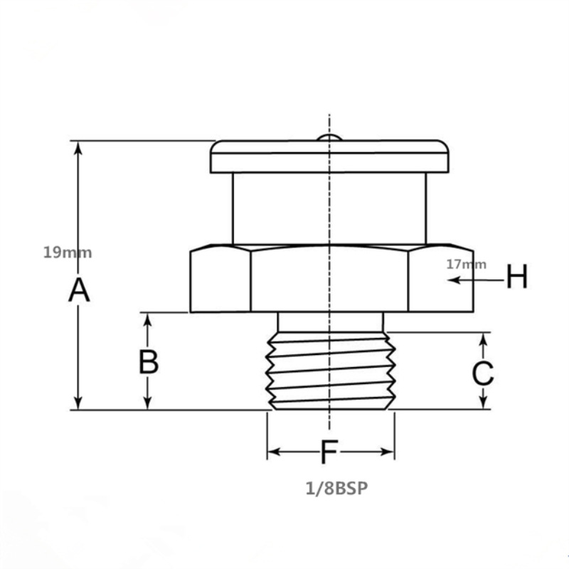 DIN3404-A boquilla de hebilla plana, boquilla de grasa de herramienta marina, PT1/8X17