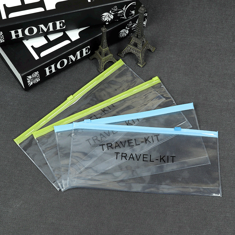 批发磨砂拉链塑料学生文具铅笔胶袋 透明软骨自封拉边包装袋