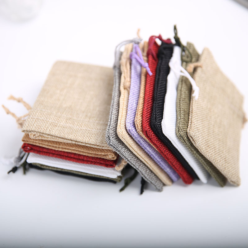 厂家批发10x15cm仿麻束口袋首饰袋麻布抽绳袋定制袋饰品礼品袋
