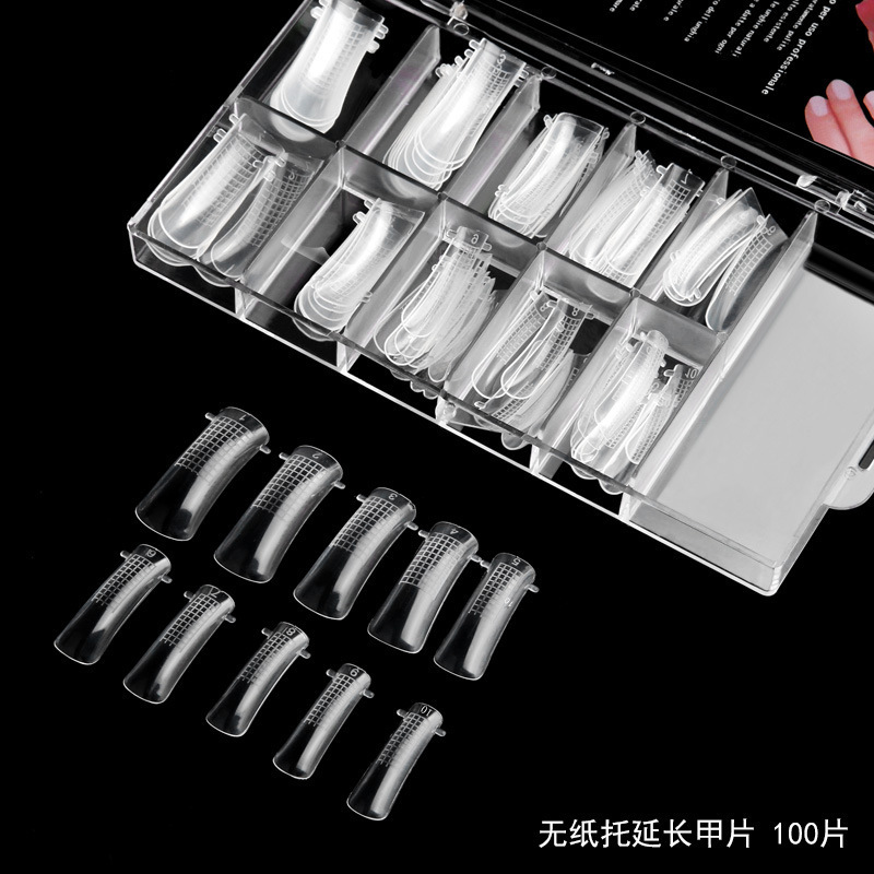 Nail art tool fast phototherapy Crystal extension nail mesh nail without paper holder extension glue nail mold 100 pieces