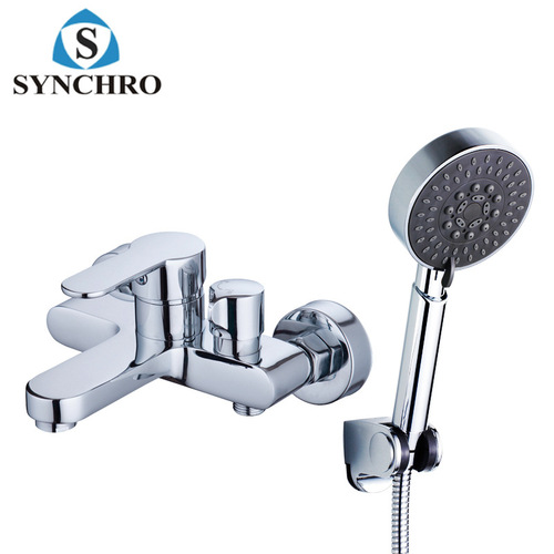 New wall-mounted black simple shower head copper three-in-one bathtub shower set cold and hot mixed faucet
