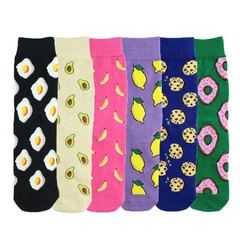 外貿跨境款 創意中筒襪子韓國襪 卡通棉襪水果食物潮襪子女