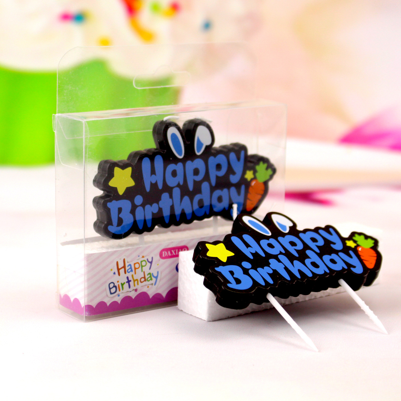 Nuevo lindo letras inglesas Feliz cumpleaños vela dibujos animados colorido pastel decoración carta creativa tarjeta vela