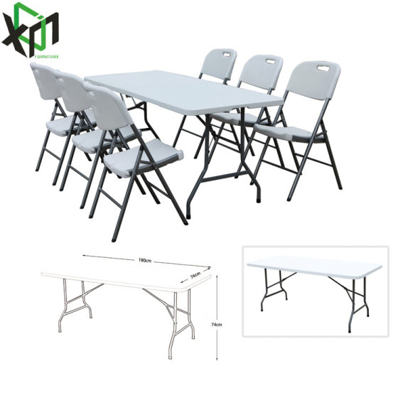 Blow Plastic Table Outdoor Portable Long Table Training Meeting Rectangular Folding Table Factory Direct Supply