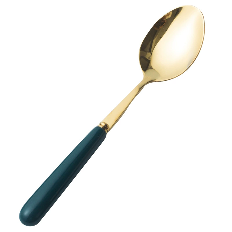 Ceramic handle, fork, green tableware stainless steel, (Cross-border trading)