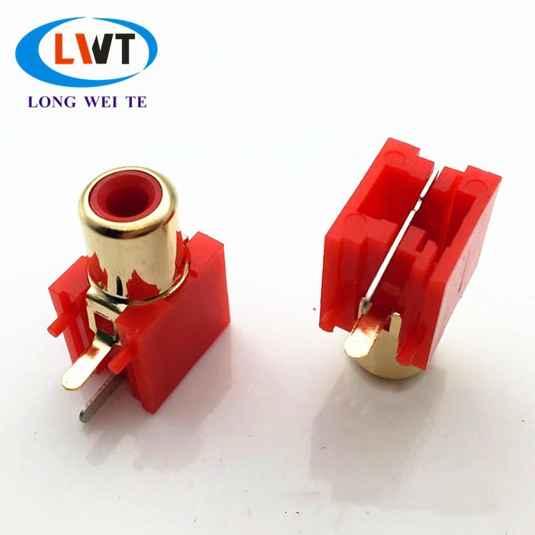 厂家供应AV铜芯插座RCA音视频座RCA-101黑白红镀金av101莲花插座