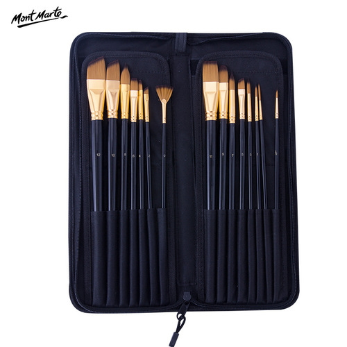 Montmartre oil paint brush set, round head, 12 nylon hair acrylic gouache brushes, 15 brushes, cross-border wholesale