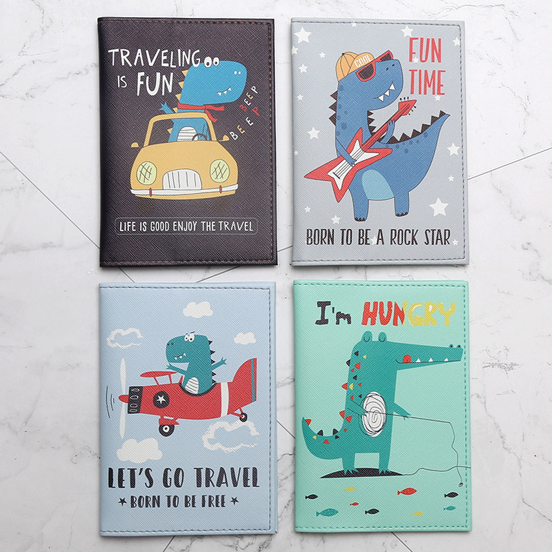 Cartoon Dinosaur Crocodile Passport Book Imitation Leather Printed Passport Cover Travel Document Storage Bag Card Holder Card Holder