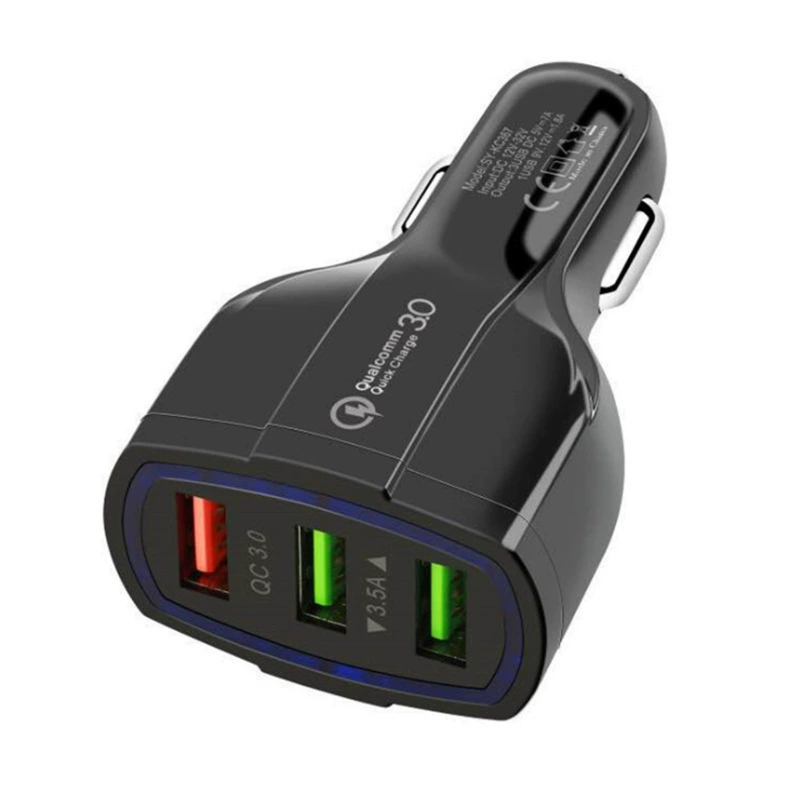 3 USB автомобильных зарядника Qualcomm QC 3.0 быстрая зарядка автомобильный зарядник с большим количеством портов для зарядки мобильного телефона