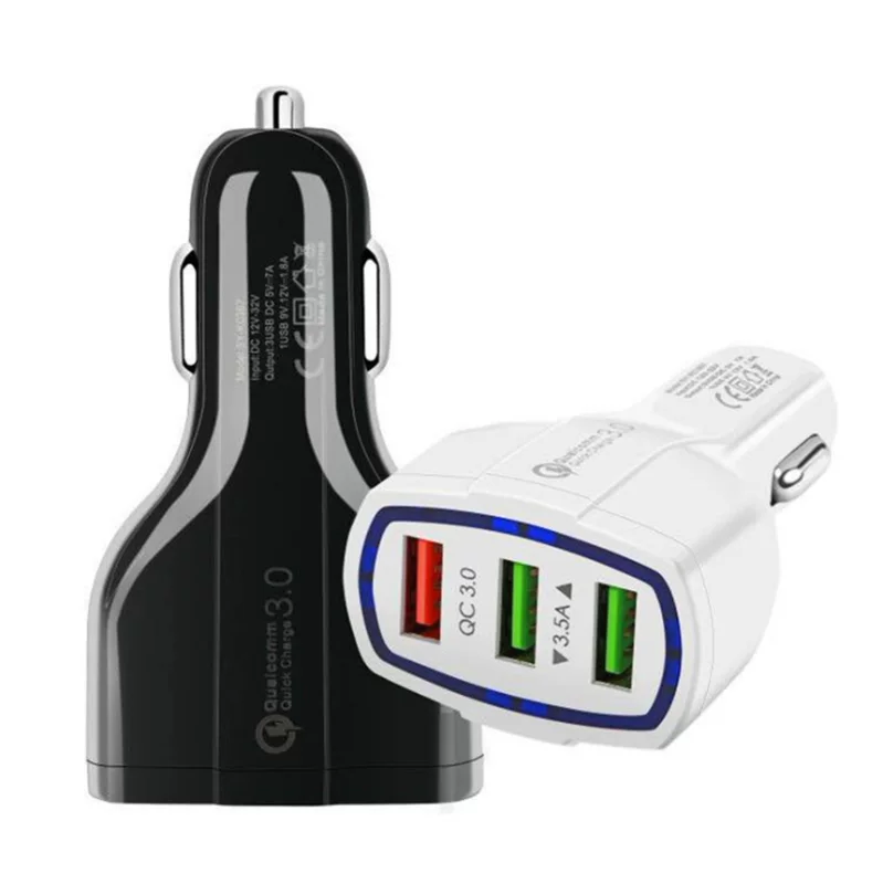 3 USB автомобильных зарядника Qualcomm QC 3.0 быстрая зарядка автомобильный зарядник с большим количеством портов для зарядки мобильного телефона