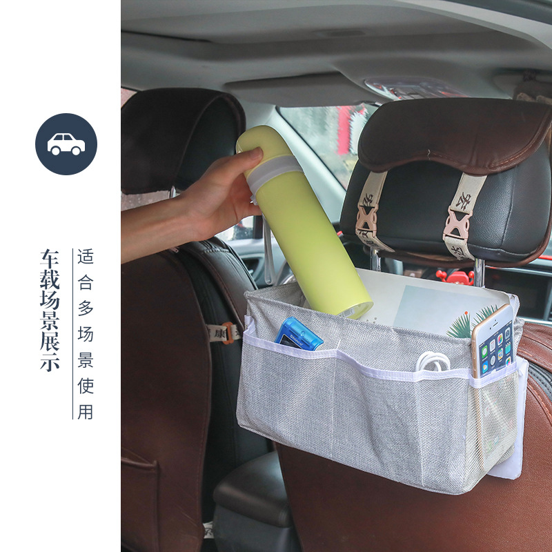 Dormitorio creativo artefacto multiusos coche de cabecera de algodón y lino de almacenamiento bolsa colgante escritorio misceláneas bolsa de almacenamiento cesta de almacenamiento