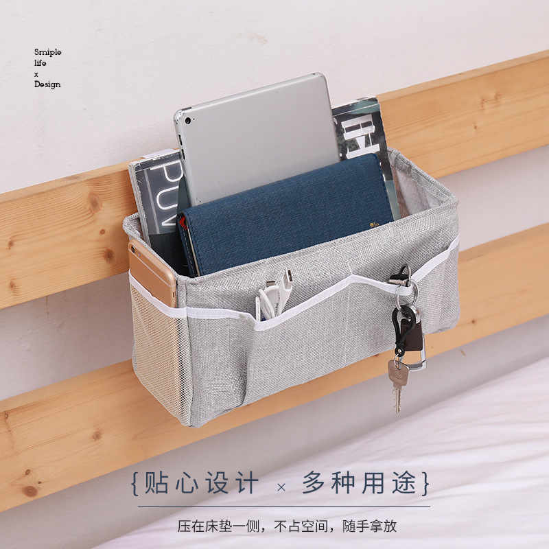 Dormitorio creativo artefacto multiusos coche de cabecera de algodón y lino de almacenamiento bolsa colgante escritorio misceláneas bolsa de almacenamiento cesta de almacenamiento