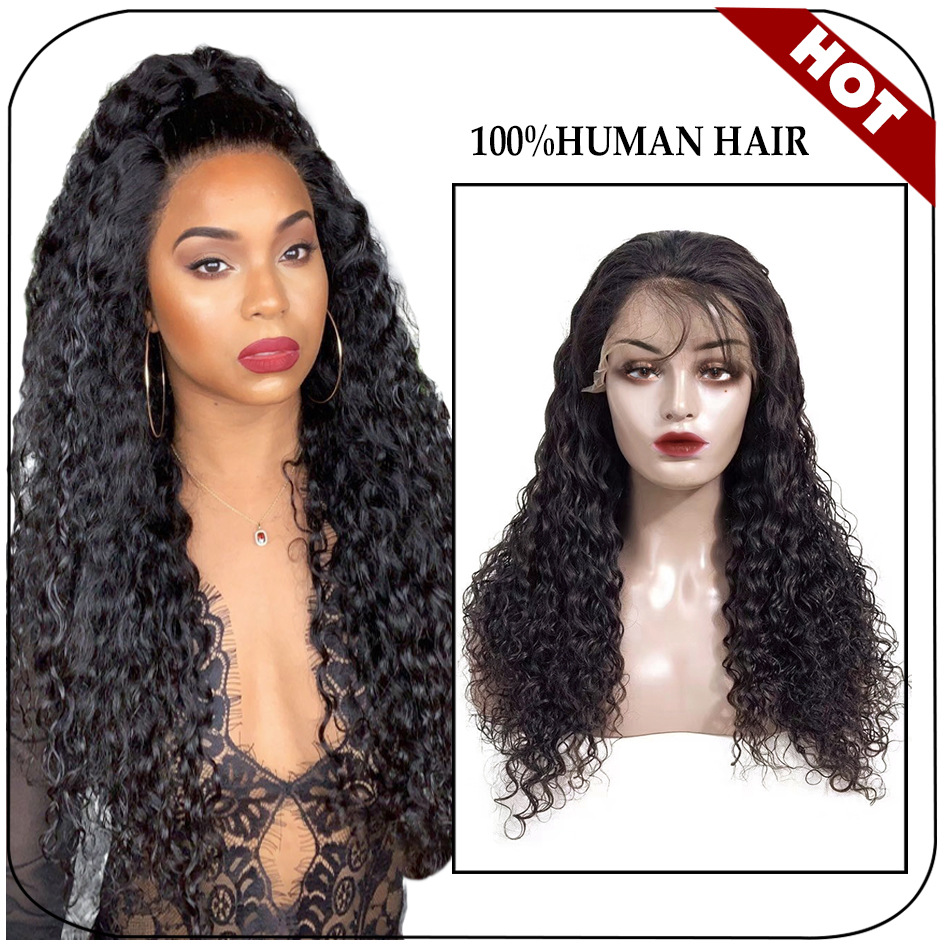 Real hair lace headgear 13*4 lace front wig 360 lace wig water wave
