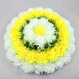 公墓环保祭奠人造花圈清明节祭祀仿真菊花成品60cm仿真绢花圈厂家